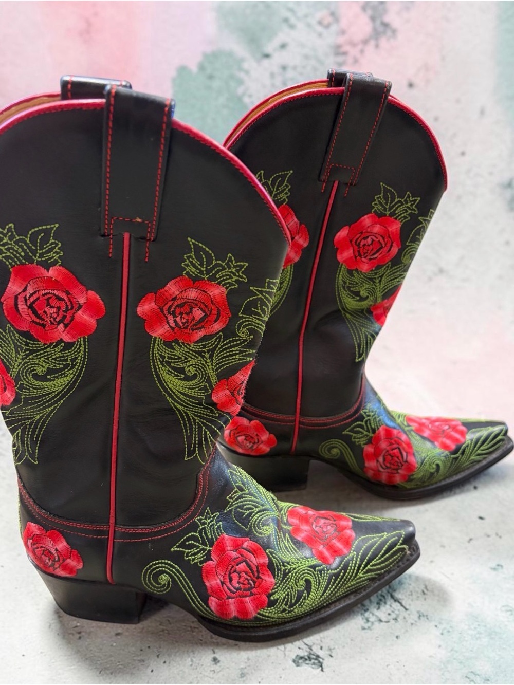VERY RARE Vintage Sendra Cowboy Rosas boots Made in Spain